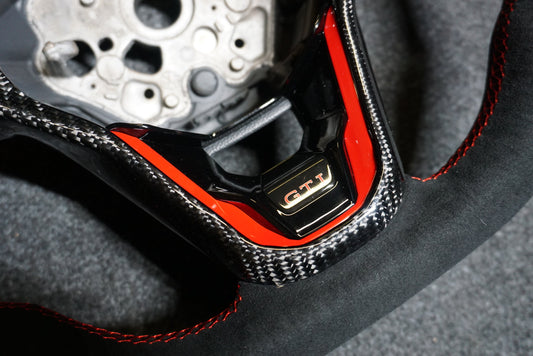 Volkswagen Golf MK8 Bespoke Custom Alcantara / Leather Steering Wheel (CUSTOM / GTI / GTD / R-Line / R 2020+ Models)
