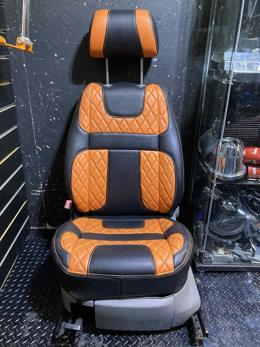 MK3 VW CADDY FRONT SEATS WITH CUSTOM LEATHER FITTED SEAT COVERS