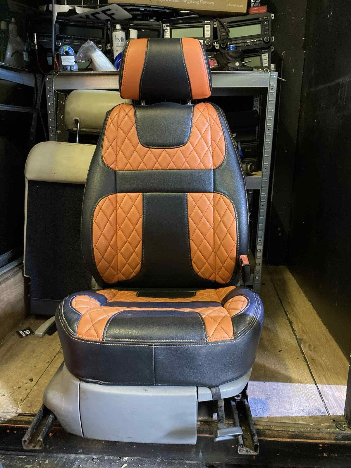 MK3 VW CADDY FRONT SEATS WITH CUSTOM LEATHER FITTED SEAT COVERS